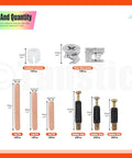 Three In One Furniture Connecting Hardware Kit With Cam Locks And Dowels, 270 Pcs Including Cam Lock Nuts, Pre Inserted Nuts, Wood Dowels And Pins size chart