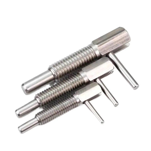Sturdy Hand Retractable Indexing Bolt With Long Stroke L Handle And Secure Lock Coarse Teeth Grip for reliable hardware pinning in various sizes.