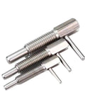 Rock Solid Heavy Duty Hand Retractable Locating Pin With Long Stroke Lock Action And Coarse Teeth Grip providing reliable alignment in workshop setup.