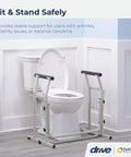 Freestanding toilet safety frame with aluminum grab bar, sturdy rail around toilet for stability, supports up to 300 pounds.
