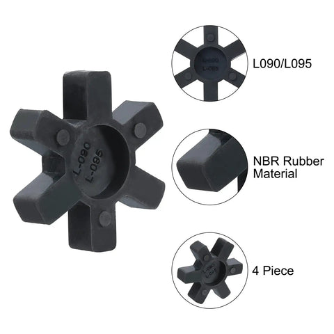 4 Pack L Jaw Coupling Inserts Pro Grade Flexible Solid NBR Rubber Center Inserts For L-Jaw Couplings 22mm ID 53mm OD, black L090/L095
