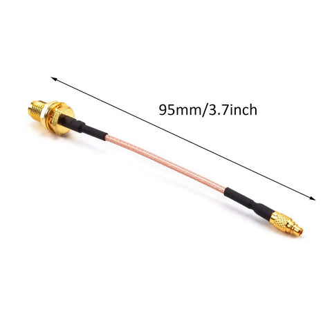 MMCX To SMA Female Antenna Extension Cable 95mm Low Loss For FPV Racing Drones, gold-plated connectors, 95mm length