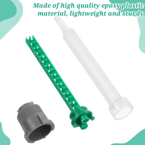 50 Pack Epoxy Mixing Nozzle Tips 3.5 Inch Static Spiral Nozzles With 16-Element Mixers For Smooth Resin Application, Durable, Mess Free, No Cleanup Needed, Ideal For Home DIY Projects, green epoxy plastic nozzle set