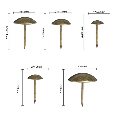 Top Shelf Upholstery Tacks For Furniture Makeovers 120 Piece Antique Bronze Hardware with various sizes for quick sofa repairs.