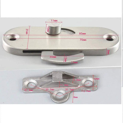 Sliding Door Lock Hasp Gate Latch Barn Privacy Bolt Stainless Steel with precise dimensions and design details.