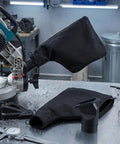 Shop Beast 2 Pack Black Dust Collection Bags Zipper Lock on miter saw for efficient sawdust and grit cleanup.
