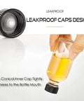 Leakproof cap design in 12 Pack 2 Oz 60ml Clear Glass Bottles With Lids And 3 Stainless Funnels Travel Set For Wellness Oils Juices Serums And Samples Leakproof Mini Bottles For Health Care And Beauty On The Go