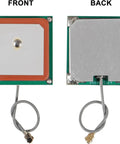 Front and back view of Neo 6M GPS Module Twin Pack With 3 To 5 Volt Power And Large Ceramic Antenna for flight controllers.