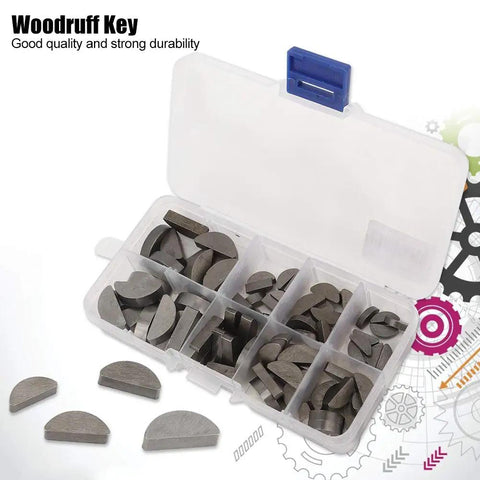80 Piece Woodruff Key Set Stainless Steel Semicircular Keys With Storage Box Assorted Sizes For Hubs And Shafts Grab And Go Kit