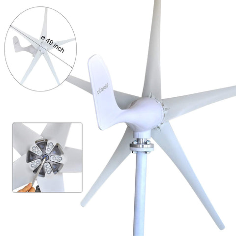 400W 12V Wind Turbine Kit With Five Blades And Charge Controller For Marine RV Or Home Use, No Fuss All In One Wind Power Generator