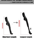 6061 Aluminum CNC Dirt Bike Kick Stand With Adjustable Height for Surron Light Bee showing shortest and longest length positions.