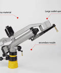 Beefy 1.5 Inch Aluminum Farm Sprinkler System With 360 Degree Adjustable Impact Sprinkler and Nozzle Set, side view