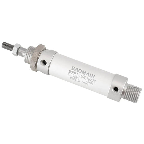 Compact 16mm Bore Pneumatic Air Cylinder, 25mm Stroke, Double Acting, Single Rod, Aluminum Body with Standard M5 Ports, side view image