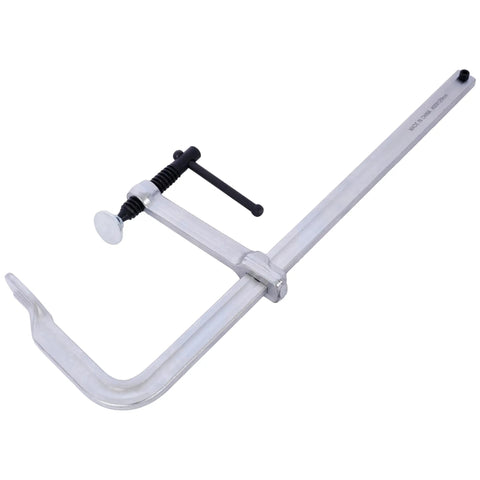 Heavy Duty Drop Forged Steel F Clamps 16 Inch Jaw with 4-75 Inch Throat and 1400 Lb Force for woodworking and metal fabrication.