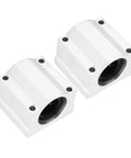 Precision Machined SC20UU Linear Motion Ball Bearing Slide Block in white aluminum, designed for CNC 3D printer upgrades.