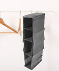Kickass Multi Layer Closet Hanging Storage Bag And Solid Non Woven Wardrobe Organizer With Heavy Duty Reinforced Seams, grey hanging storage unit.