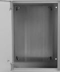 Interior view of Weatherproof Outdoor Electrical Junction Box Metal Enclosure 300x400x160mm with mounting brackets open lid