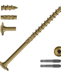 Badass Number 14 X 4 Inch Lag Screws 140 Pcs Structural Wood Fasteners with Bronze Epoxy Coating and Washer Head close-up view.