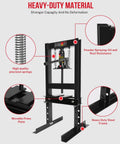 6 Ton H Frame Shop Press With Adjustable Height For Garage Floor Use, heavy duty steel frame and movable press plate.