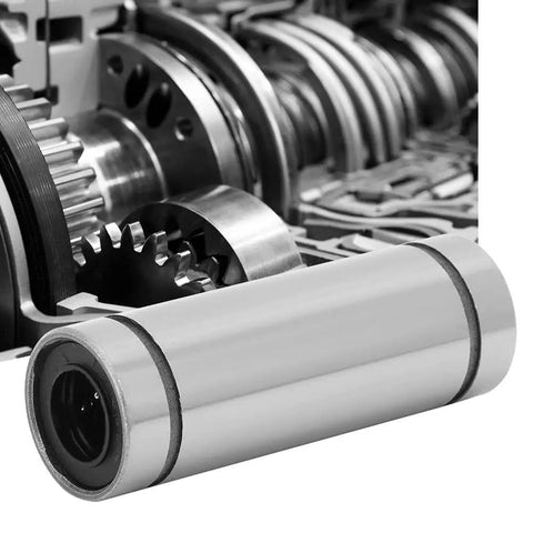 Premium Hardened Steel Linear Bearing For Industrial Automation Featuring Zero Play Nylon Carriers and Super Smooth Glide Action, showcasing polished steel.