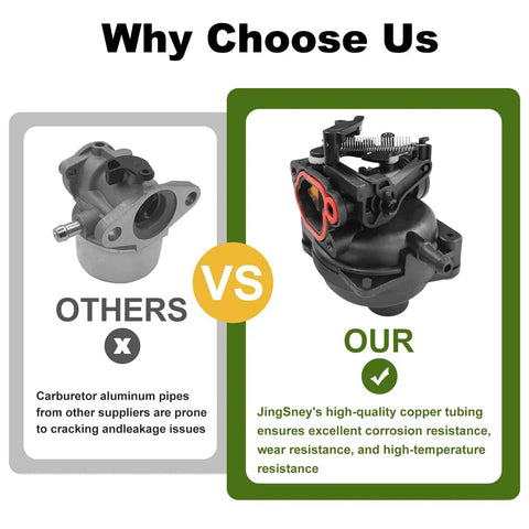 Comparison of JingSney copper tubing carburetor vs other aluminum carburetors highlighting durability and resistance