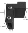 Close-up of 2 Pack Barn Door Stopper For Sliding Barn Door Flat Track Aluminium Alloy With Powder Coated Black Finish showing dimensions.