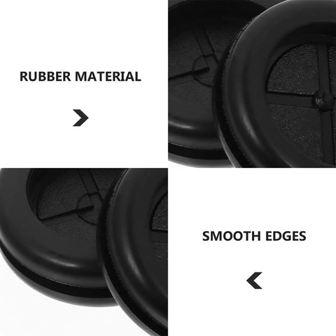 Heavy Duty Hole Plug Grommet Kit In Black Rubber 36 Pieces, close-up showing rubber material and smooth edges