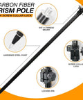 Carbon Fiber GPS Pole Adjustable Telescopic Prism Pole Extends Up To 8.2 Feet For Precise Positioning And Land Surveying