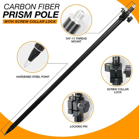Carbon Fiber GPS Pole Adjustable Telescopic Prism Pole Extends Up To 8.2 Feet For Precise Positioning And Land Surveying