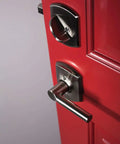 Heavy Duty Matte Black Deadbolt With Greenwich Trim, Keyed Entry, One Side Operation, High Security Residential Door Lock Set on red door