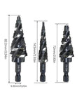 Rock Your DIY Projects With This 3 Piece Step Drill Bit Set Feat 1/4 Inch Hex Shank For High Speed Drilling In Wood And Plastic Plus No More Changing Bits Just Get It Done! 3 step bits with size marks