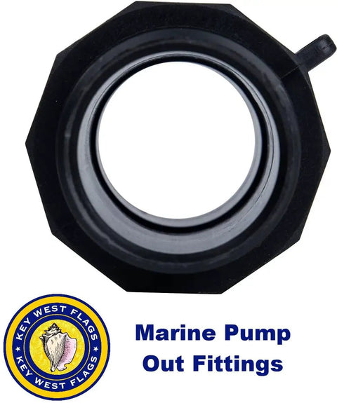 Close-up of One And A Half Inch Marine Pumpout Adapter With NPT Threads for Holding Tanks, Polypropylene Camlock Coupling, Male Fitting