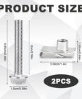 Rugged 304 Stainless Fuel Tank Strap Bolts Kit With Locking Nuts, showing dimensions for Silverado 1999-2021 models