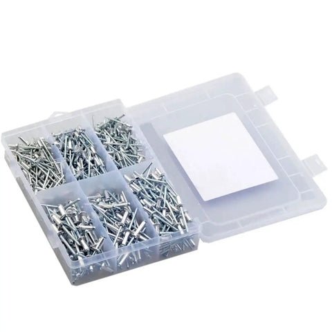 Mushroom Head Blind Rivets Kit 500 Pcs Pop Rivets Assortment M3.2 M4 M5 For Quick Tooling With Manual Or Pneumatic Rivet Gun Tough Vibration Resistant Fastening Set in plastic organizer box
