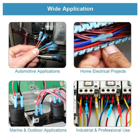Premium Nylon Insulated Spade Connector Kit With 100 Pcs Quick Disconnect Terminals in various applications