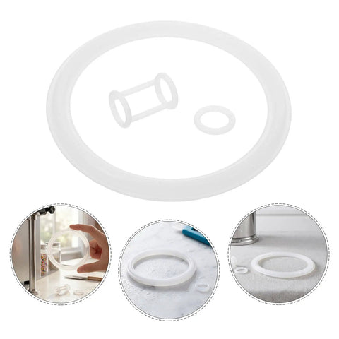 Ice Cream Maker Seal Ring Kit Replacement Gaskets And Valve Stem Parts For Cone Machines O And H Shaped Silicone Gaskets DIY Friendly Easy Install Tight Seal Low Temperature Repair Set For Durable Maintenance, white silicone rings and valve stem parts
