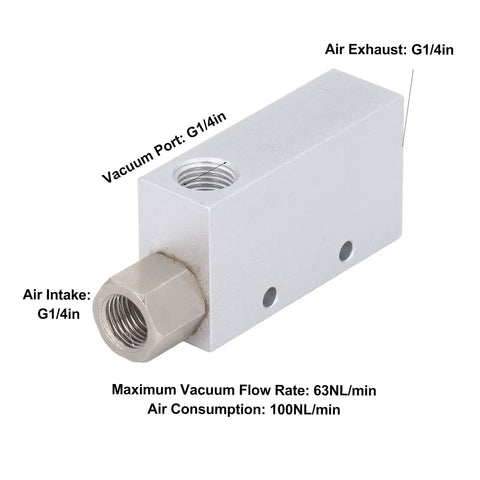 Heavy Hitter Aluminum Alloy Vacuum Generator Featuring Large Capacity Pneumatic Ejector Valve And 90Kpa High Vacuum For No Sweat Machine Tool Upgrades And Relentless Workshop Grind