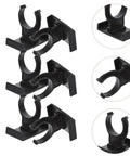 Heavy Duty Adjustable Plinth Leg Clips 12 Pack No Sweat Cabinet Leveler Hardware For Kitchen Cabinets Tables And Chairs Smooth Furniture Foot Adjusts Just Right For Any Floor, black plastic clips stacked.