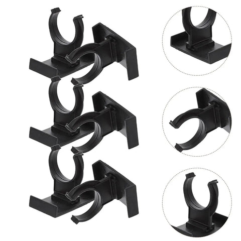 Heavy Duty Adjustable Plinth Leg Clips 12 Pack No Sweat Cabinet Leveler Hardware For Kitchen Cabinets Tables And Chairs Smooth Furniture Foot Adjusts Just Right For Any Floor, black plastic clips stacked.