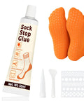 Anti Slip Sock Stop Adhesive With Handy Tip Applicator Transparent Waterproof Sock Glue For Bath Mats Carpets Blankets And Rugs Delivers Long Lasting Grip No Slip Protection 50ml with orange silicone pads