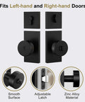 Front view of Matte Black Exterior Door Knob And Deadbolt Set Built Tough Heavy Duty Zinc Alloy Front Door Lock, with adjustable latch.