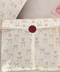 Red Bow Kraft Paper Gift Bags With Stickers 50 Pack Small Boutique Treat Bags 10X9 80G White Kraft Bags with bow design
