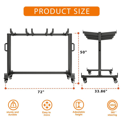 Diagram of One Stop Folding Chair And Table Storage Cart With Rolling Wheels Holds 42 Chairs And 12 Tables Includes Rain Cover