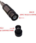 BNC Female To SMA Female Adapter For HAM Radios 144 And 430 MHz with connectors labeled, showing BNC and SMA ends.
