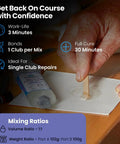 Hand mixing Straight Up Solid Rapid Cure Golf Club Epoxy Quick Fix Glue For Drivers Putters And Irons Heavy Duty Shaft Head Bond.
