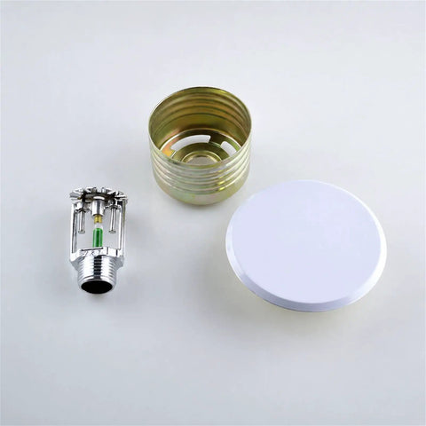 Concealed Pendent Fire Sprinkler Head With Slick Flush Mount Trim Plate DN15 R1 2 Thread K80 Flow Rating disassembled parts view