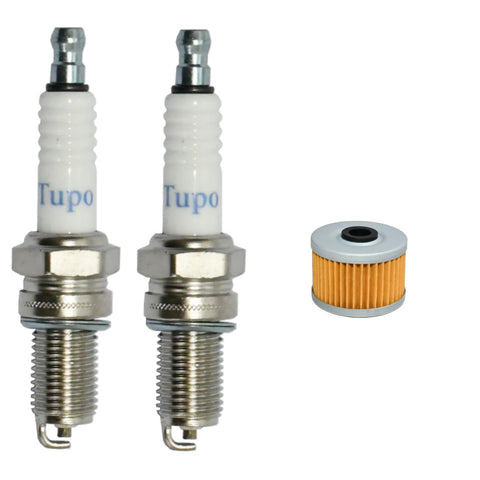 Two spark plugs and an oil filter included in TRX300FW Cylinder Kit Air Cooled Compatible With Honda Fourtrax 300 1988 2000