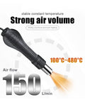 750W Soldering Iron Station 2 In 1 Hot Air Rework Station showing air flow at 150 L/min and temperature range 100-480°C