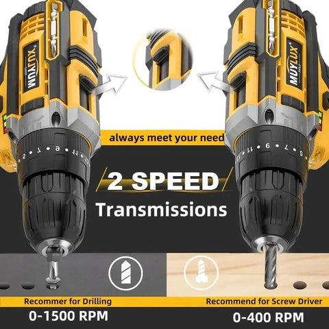 Mean Machine 20V Cordless Drill Driver Set Featuring 3/8 Inch Automatic Spindle Lock Chuck for drilling and fastening.