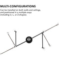 Tempo Foldable Track Lighting Bar with 4 Pivoting Joints in Matte Black Finish, 5 Lights in U Shape Configuration